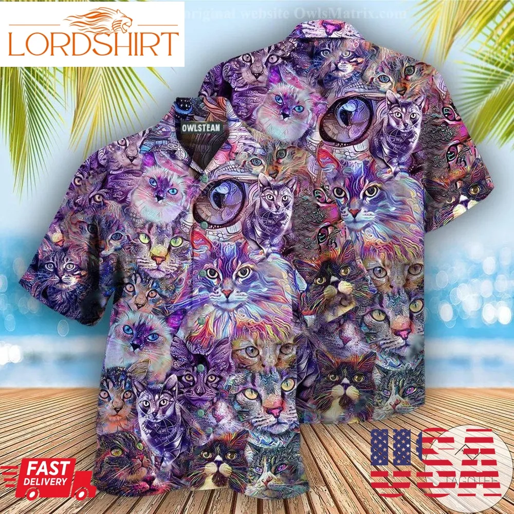 Cat Psychedelic Hawaiian Shirt