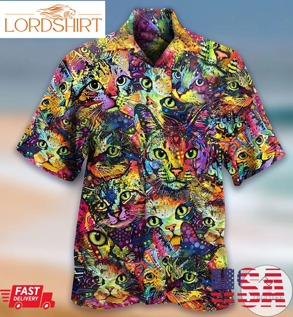 Cat Smile Colorful Hawaiian Shirt