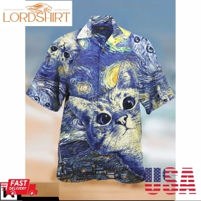 Cat Starry Night Hawaiian Shirt