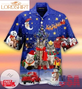 Cat Under Beautiful Christmas Sky Authentic Hawaiian Shirt 2023S