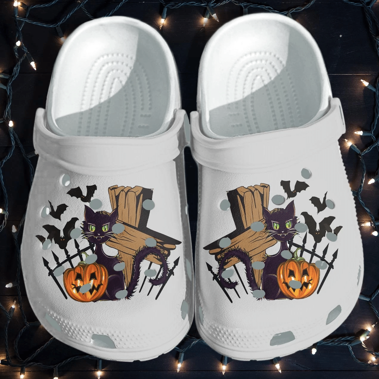 Cat With Trick Or Treat Shoes Clog   Halloween Crocs Crocband Clog Birthday Gift For Man Woman