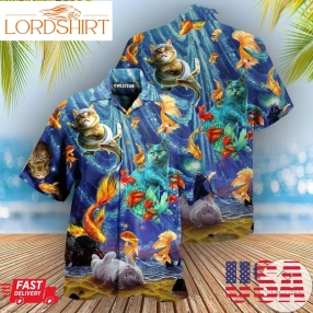 Cats Dream About Playing With Big Goldfish Hawaiian Shirt