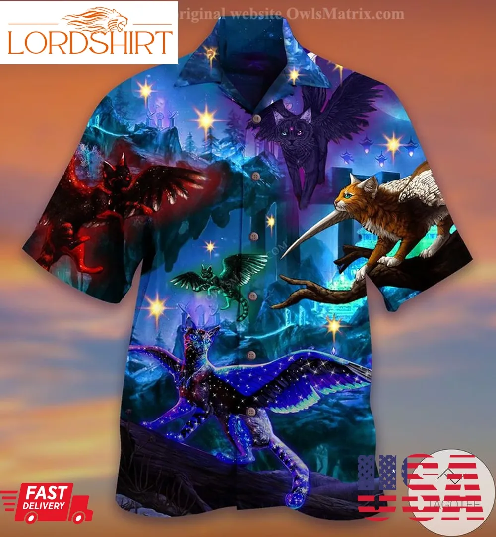 Cats Fly Love Dark Hawaiian Shirt