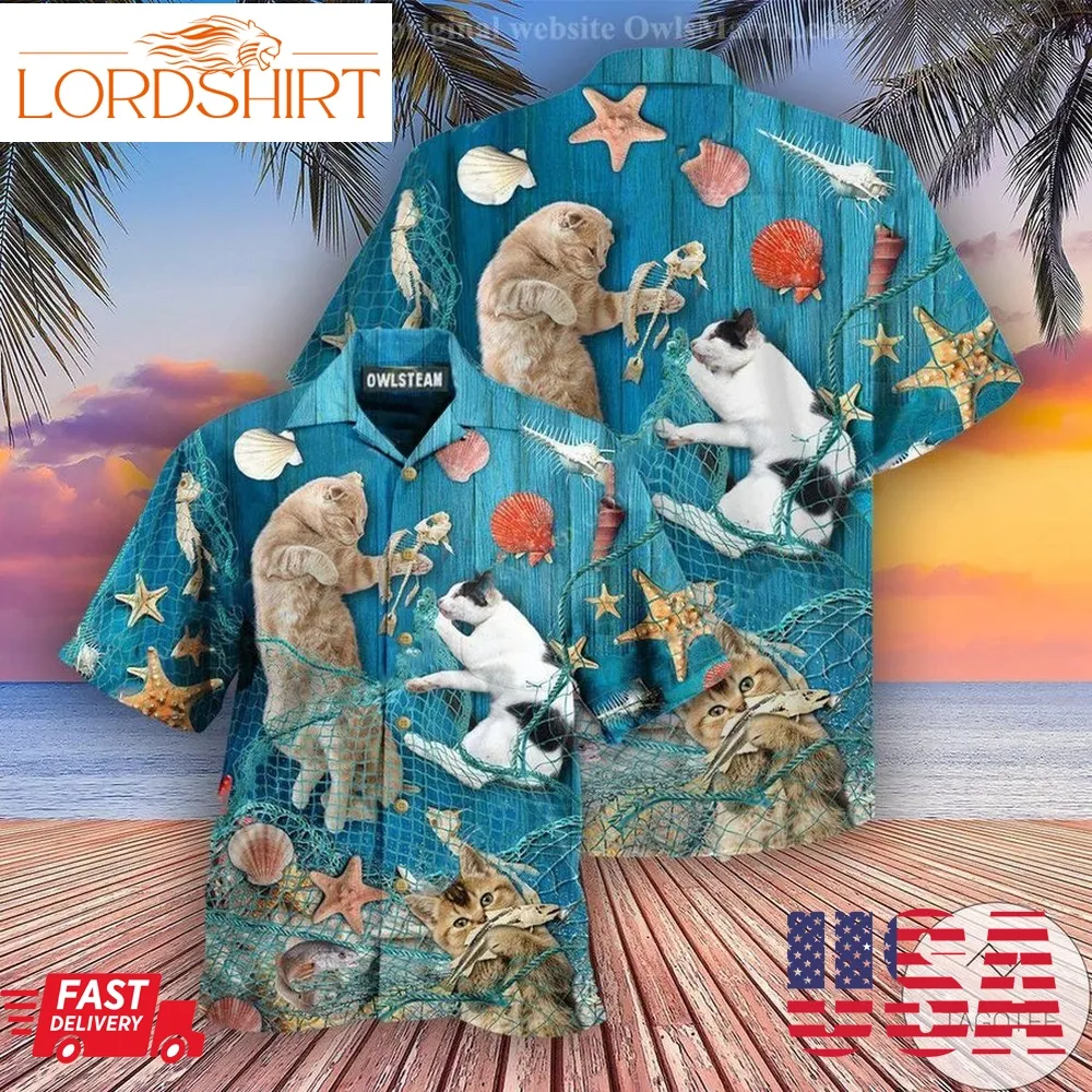 Cats Lay On Beach Hawaiian Shirt