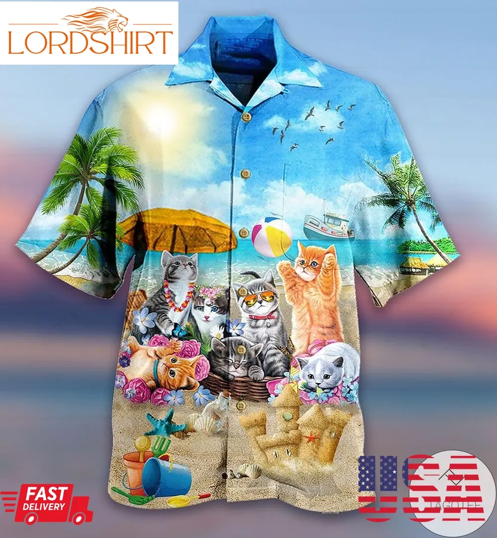 Cats Love Beach Sunshine Hawaiian Shirt