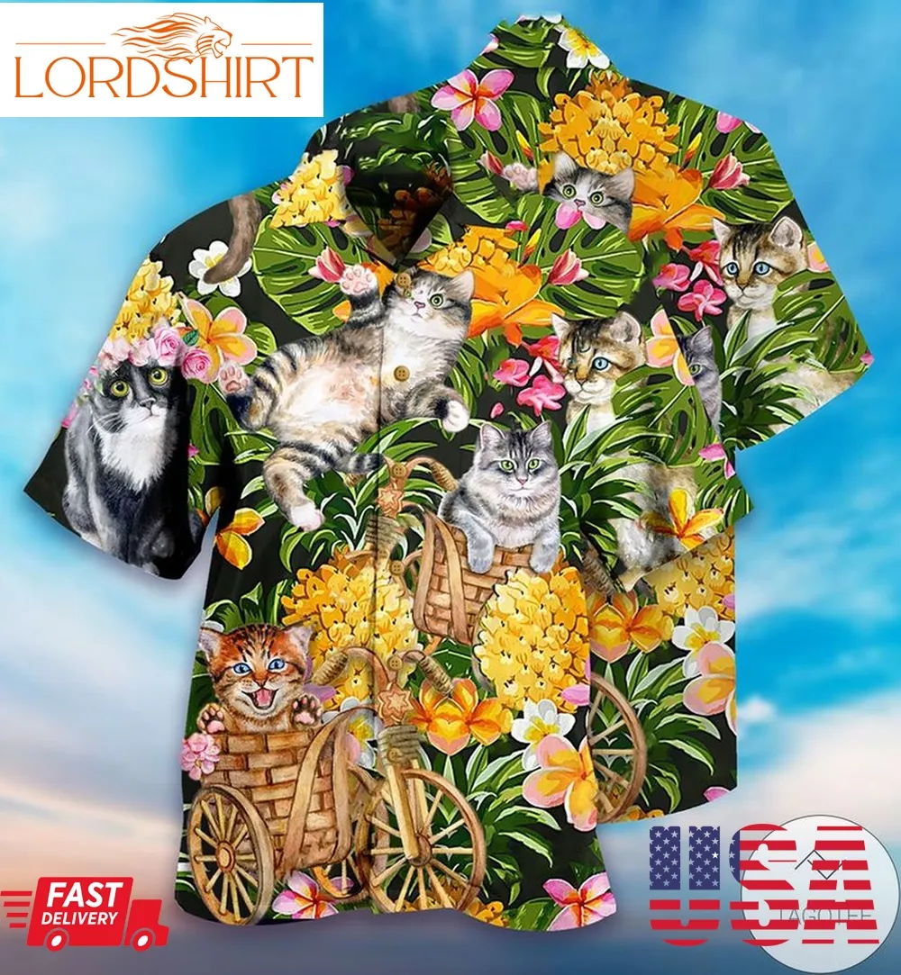 Cats Lovely And Flowers Garden Hawaiian Shirt