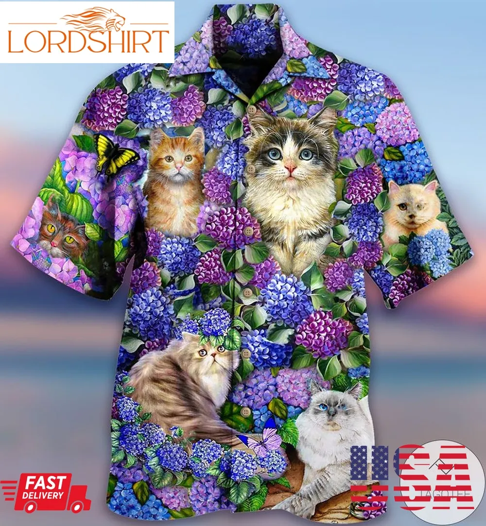 Cats Lovely And Flowers Hawaiian Shirt