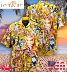 Cats Maracon Flower Hawaiian Shirt