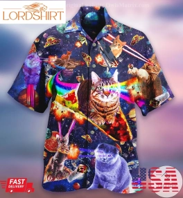 Cats Ride Food In Space Hawaiian Shirt