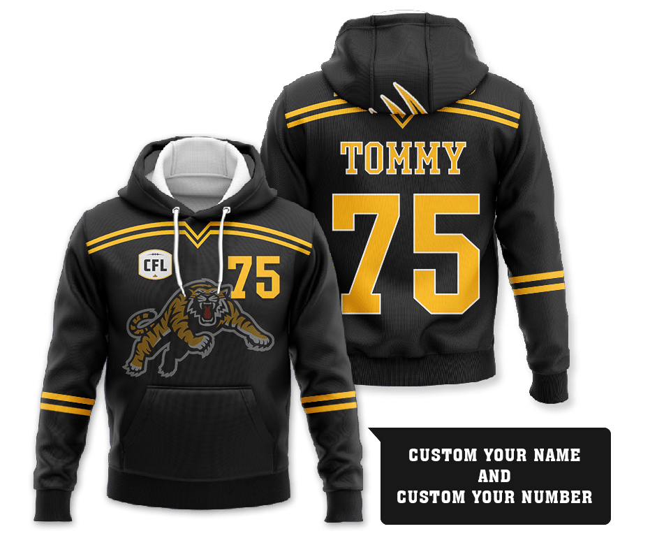 Cfl Tiger Cats Custom Black Hoodie 3D