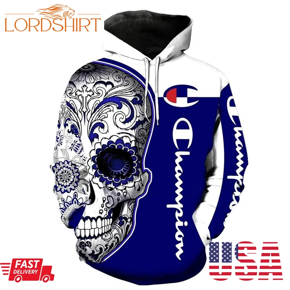 Champion Sugal Skull Men And Women 3D Full Printing Hoodie Shirt Champion Custom 3D Full Printing Shirt Champion Tees