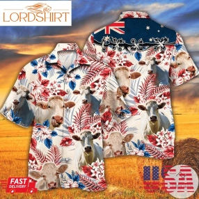 Charolais Cattle Lovers Australian Flag Hawaiian Shirt