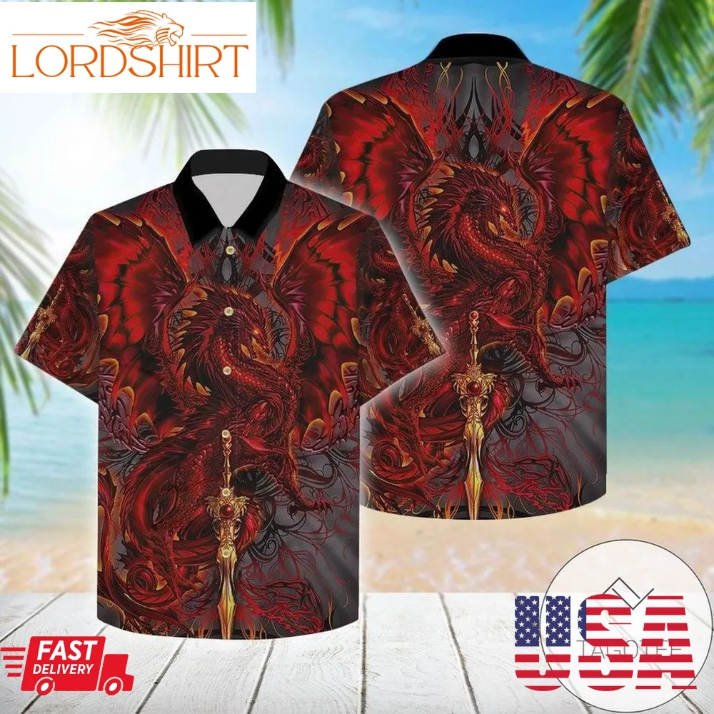 Check Out This Awesome Dragon Fire 3D All Over Authentic Hawaiian Shirt 2023