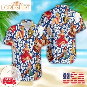 Check Out This Awesome Hawaiian Aloha Shirts Sexy Retro Girl Hibiscus 102Dh