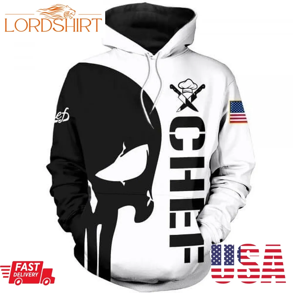 Chef Punisher Skull Men And Women 3D Full Printing Hoodie Shirt Chef Punisher Skull 3D Full Printing Shirt Chef 3D All Over Printed Shirt