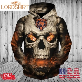 Chicago Bears Nfl On Fire In Skull Eyes Men And Women 3D Full Printing Hoodie Zip Hoodie Chicago Bears 3D Full Printing Shirt Chicago Bears All Over Print 3D Hoodie Shirt