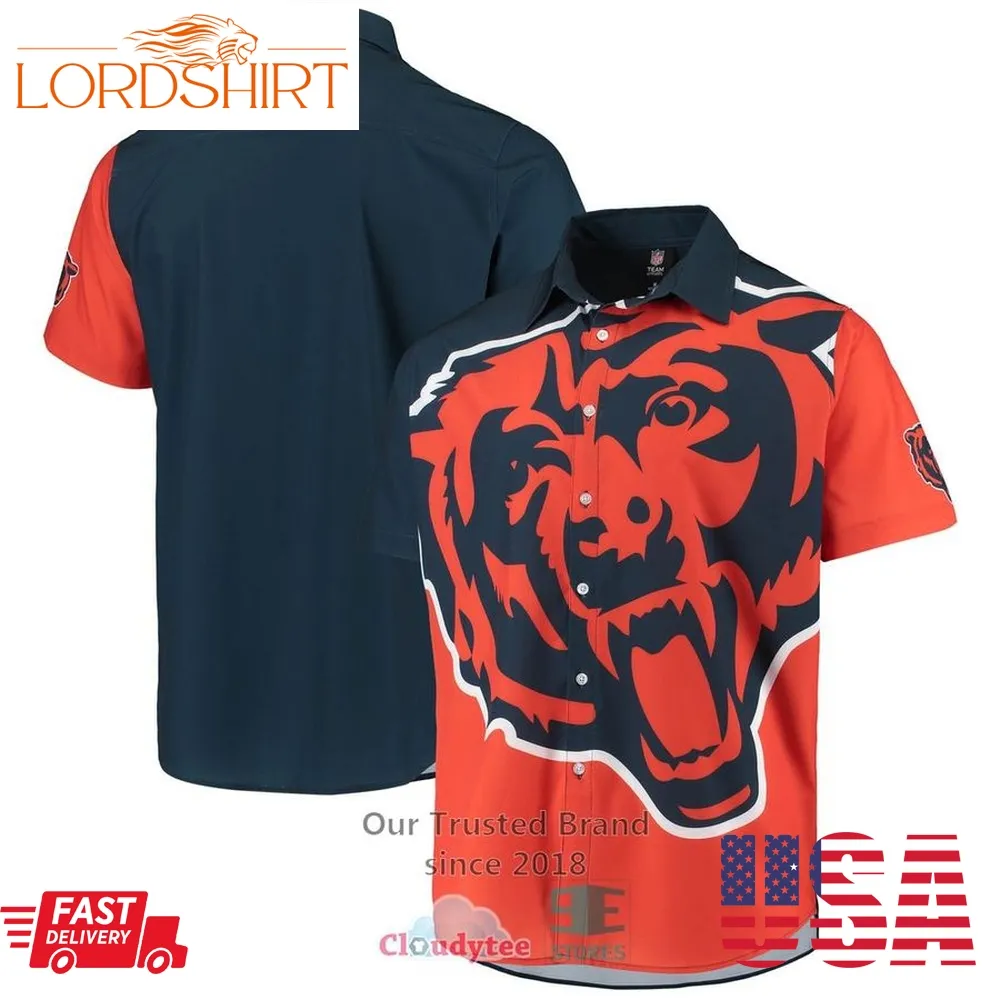 Chicago Bears Orange Navy Hawaiian Shirt