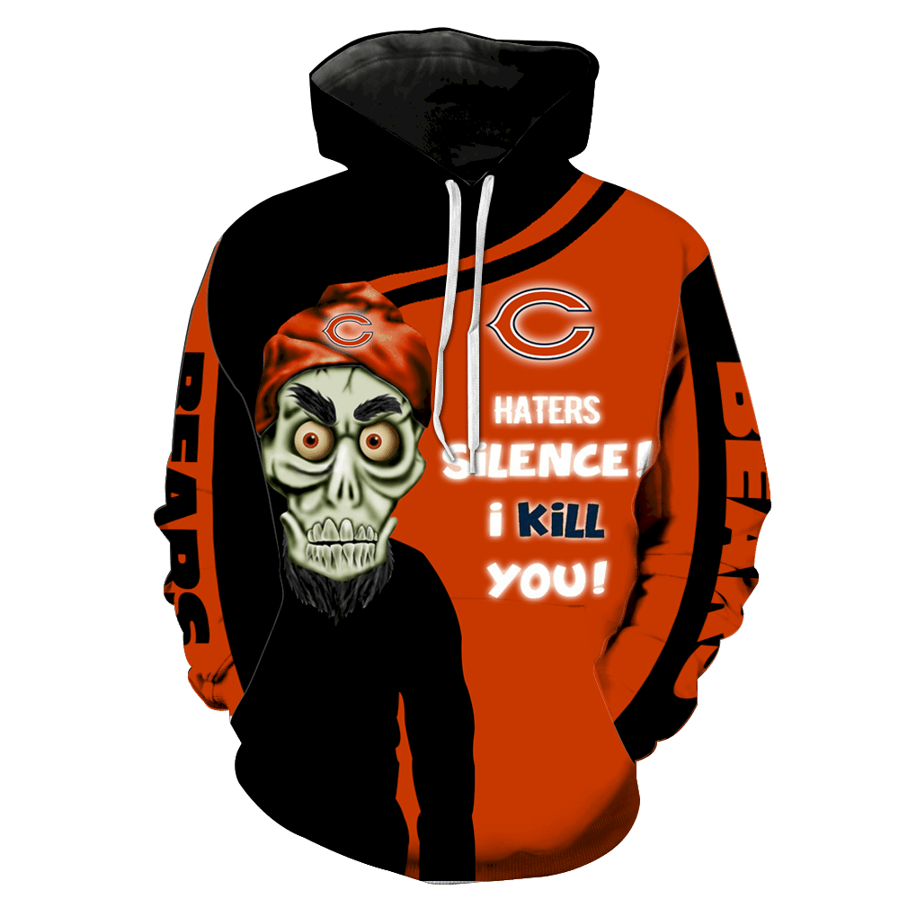 Chicago Bears Skull Full All Over Print K1197 Hoodie Zipper