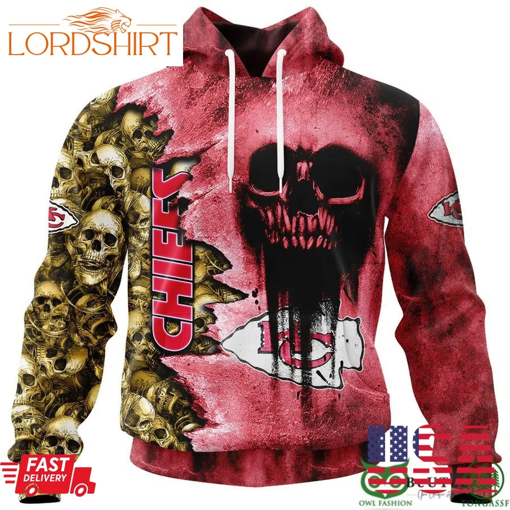 Chiefs Halloween Cemetery Skull 3D Hooodie Sweatshirt