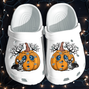 Chihuahua Dog And Creepy Pumpkin Shoes Clog   Halloween Pumpkin Crocs Crocband Clog Birthday Gift For Boy Girl