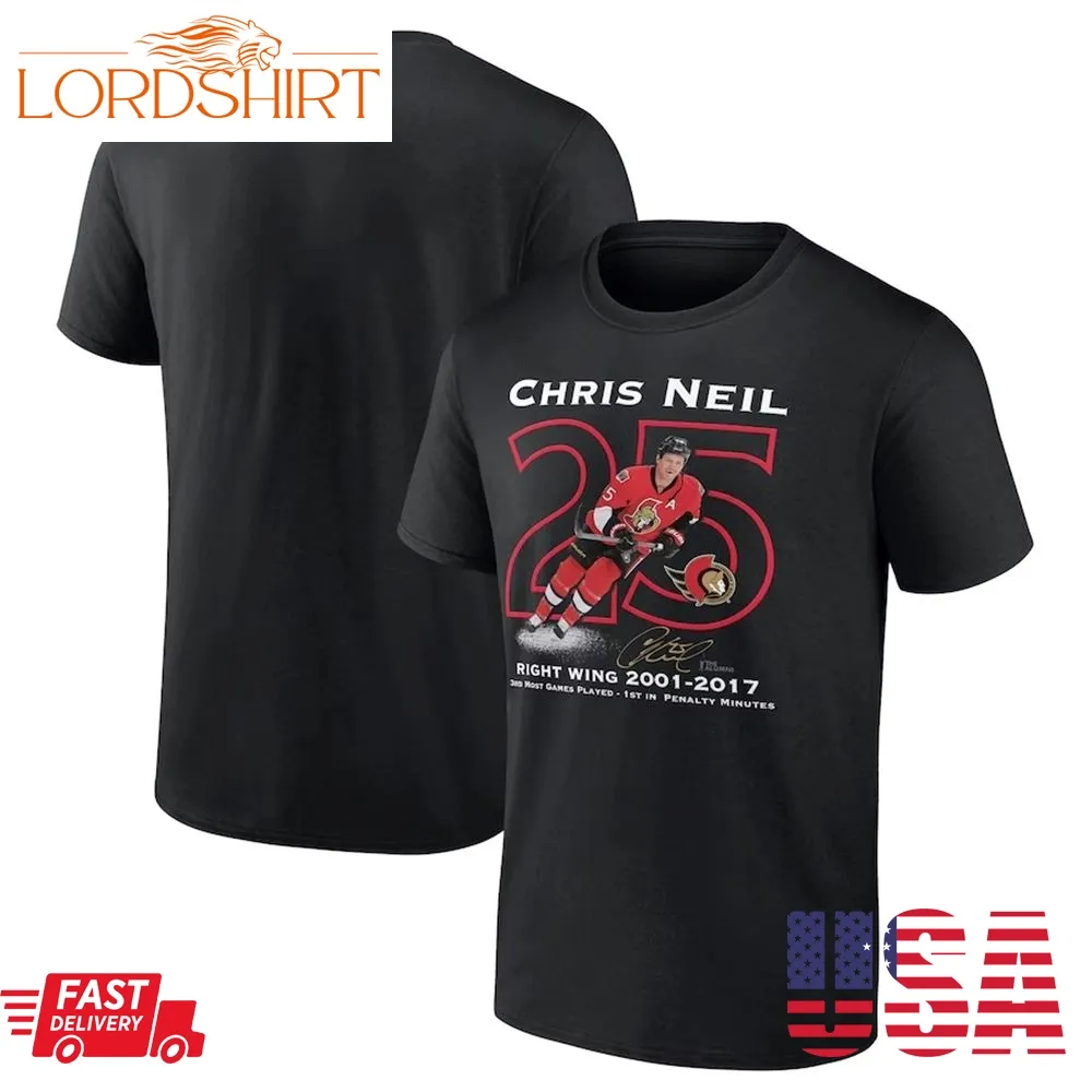 Chris Neil Ottawa Senators Fanatics Branded Number Retirement T Shirt