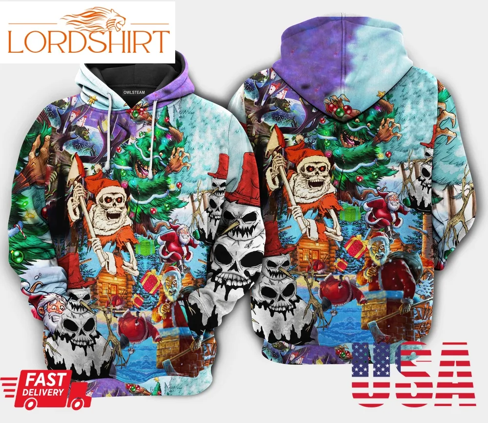 Christmas And Skull Scary Hoodie 3D