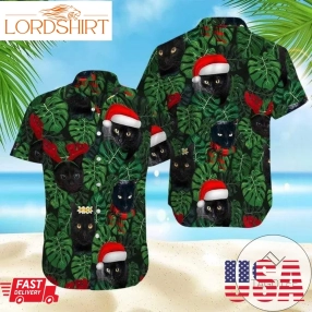 Christmas Black Cat Hawaiian Aloha Shirts V