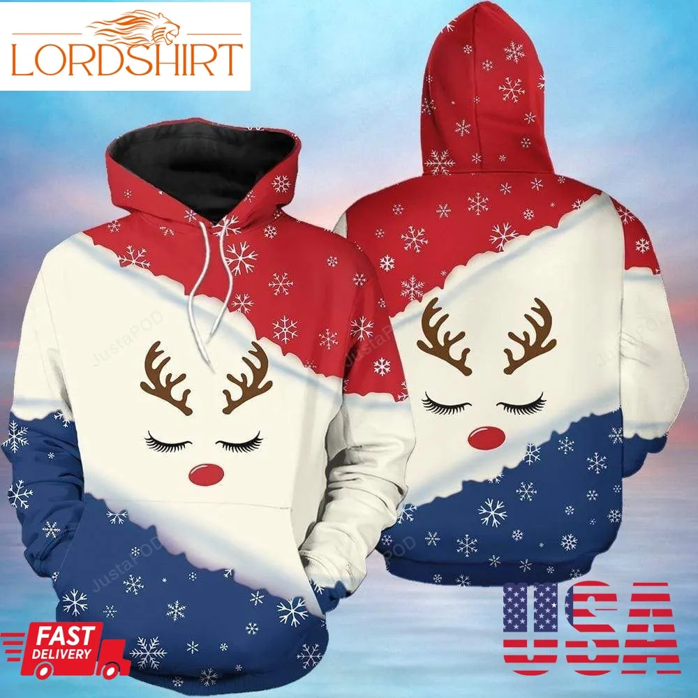 Christmas Deer Snowflake For Unisex 3D All Over Print Hoodie