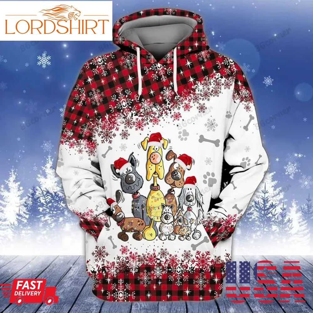 Christmas Dogs Lover White And Red Hoodie