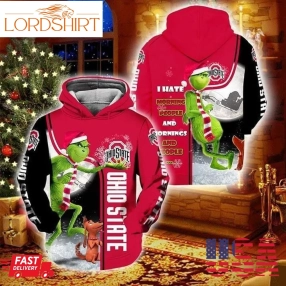 Christmas Grinch Ohio State Buckeyes I Hate Morning People Pullover And Zippered Hoodies Custom 3D Graphic Printed 3D Hoodie All Over Print Hoodie For Men For Women