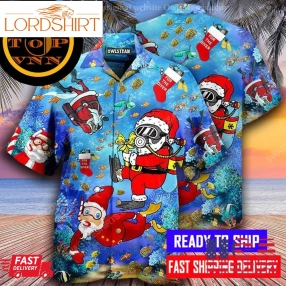 Christmas Holiday Santa Claus Diving Full Hawaiian Shirt And Shorts