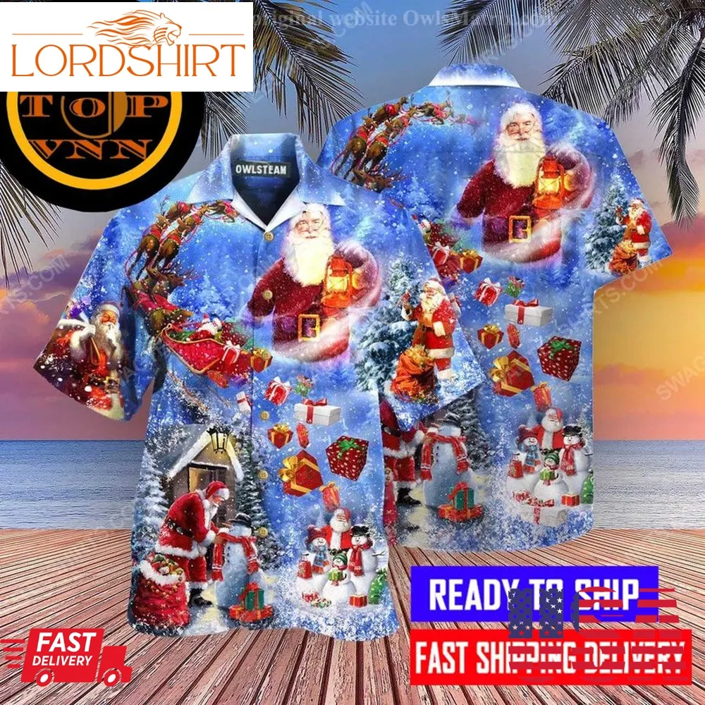 Christmas Holiday Santa Is Coming Town Full Print Hawaiian Shirt And Shorts