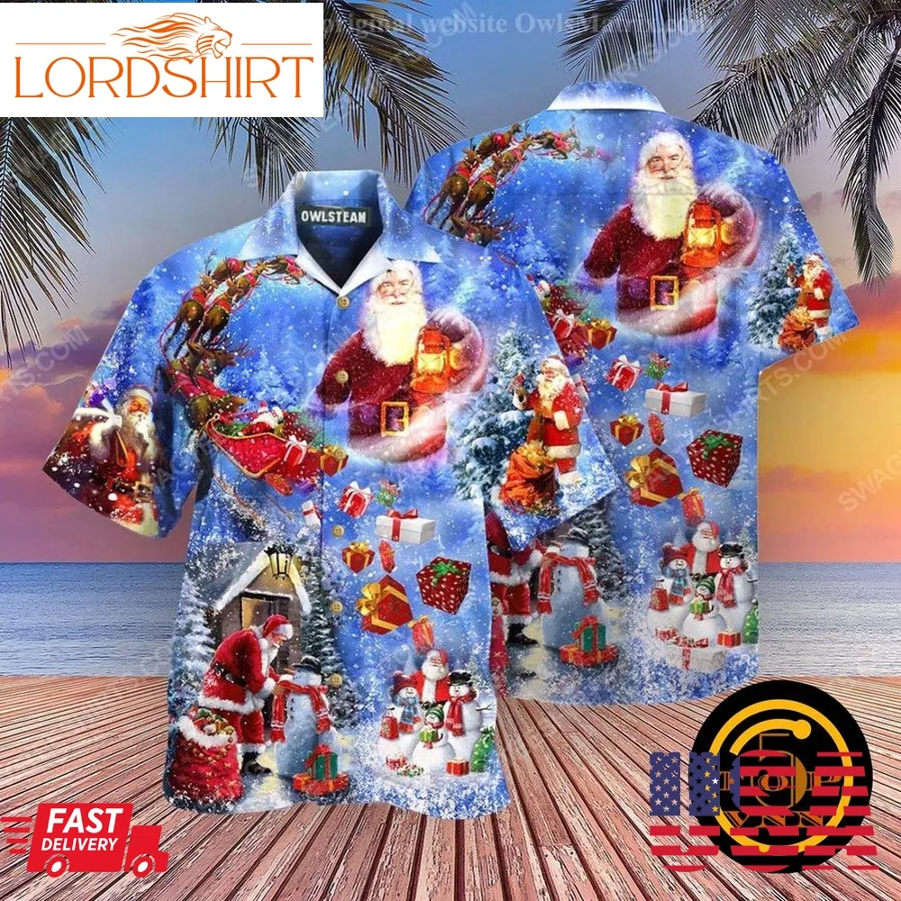 Christmas Holiday Santa Is Coming Town Hawaiian Shirt And Shorts