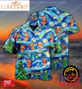 Christmas Holiday Starry Night Reindeer Hawaiian Shirt And Shorts