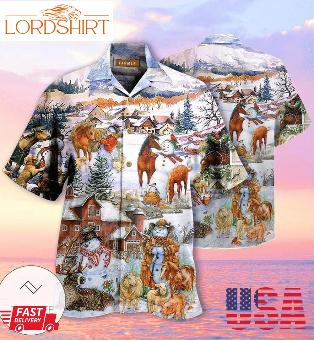 Christmas Love Horse And Farm Hawaiian Shirt