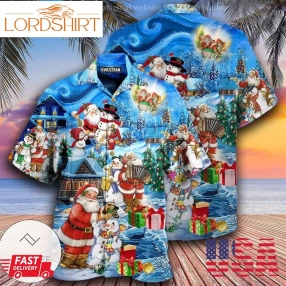 Christmas Santa And Snowman Best Friends Edition Hawaiian Shirt