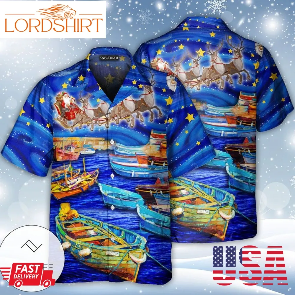 Christmas Santa Boat Hawaiian Shirt