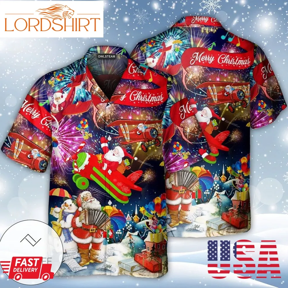 Christmas Spreading Plane With Santa Claus Hawaiian Shirt