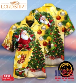 Christmas Tree And Santa Claus Hawaiian Shirt And Shorts