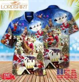 Christmas Up On Rooftop Santa Busiest Night Hawaiian Shirt