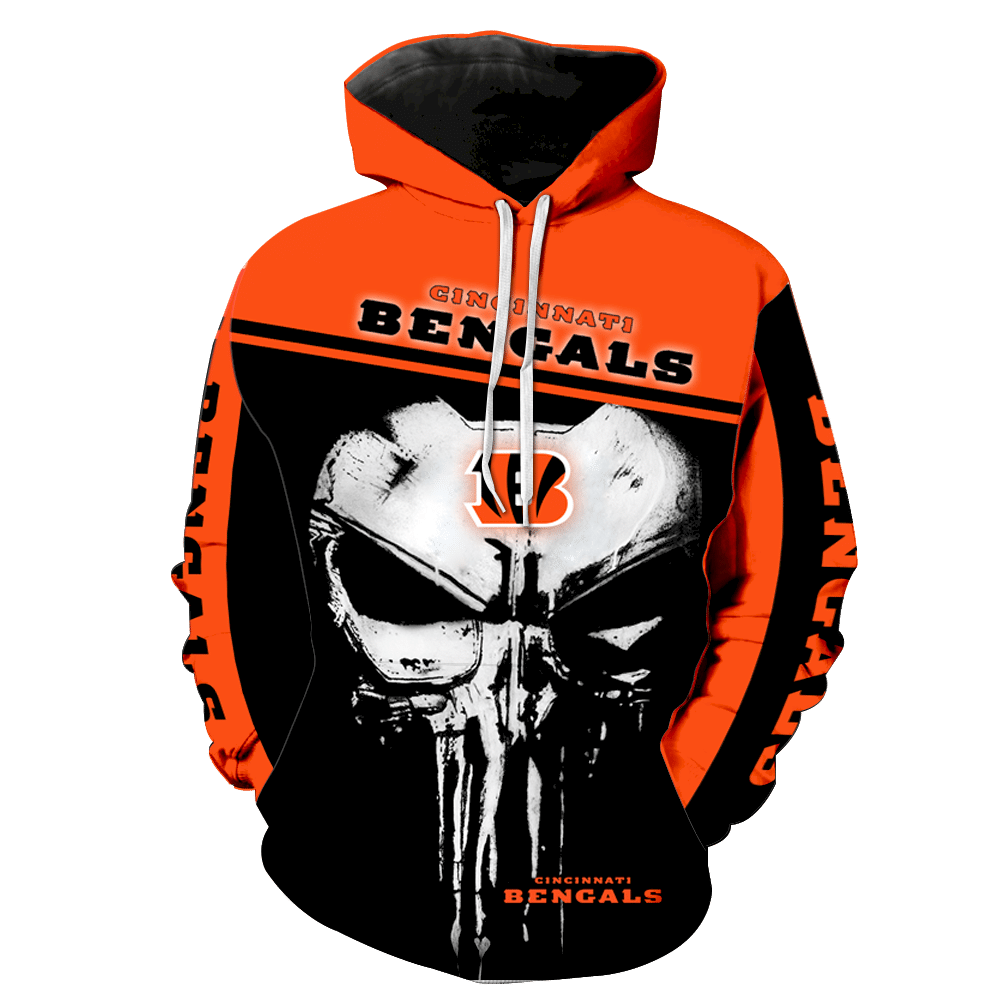 Cincinnati Bengals Punisher New Skull Full All Over Print K1223 Hoodie Zipper