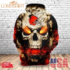 Cleveland Browns 3D Skull Fire Pullover Hoodie