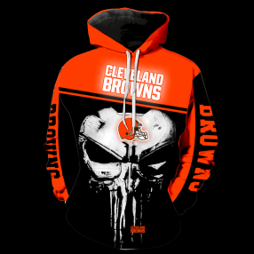 Cleveland Browns Punisher Skull Full Print V1429 Hoodie And Zipper