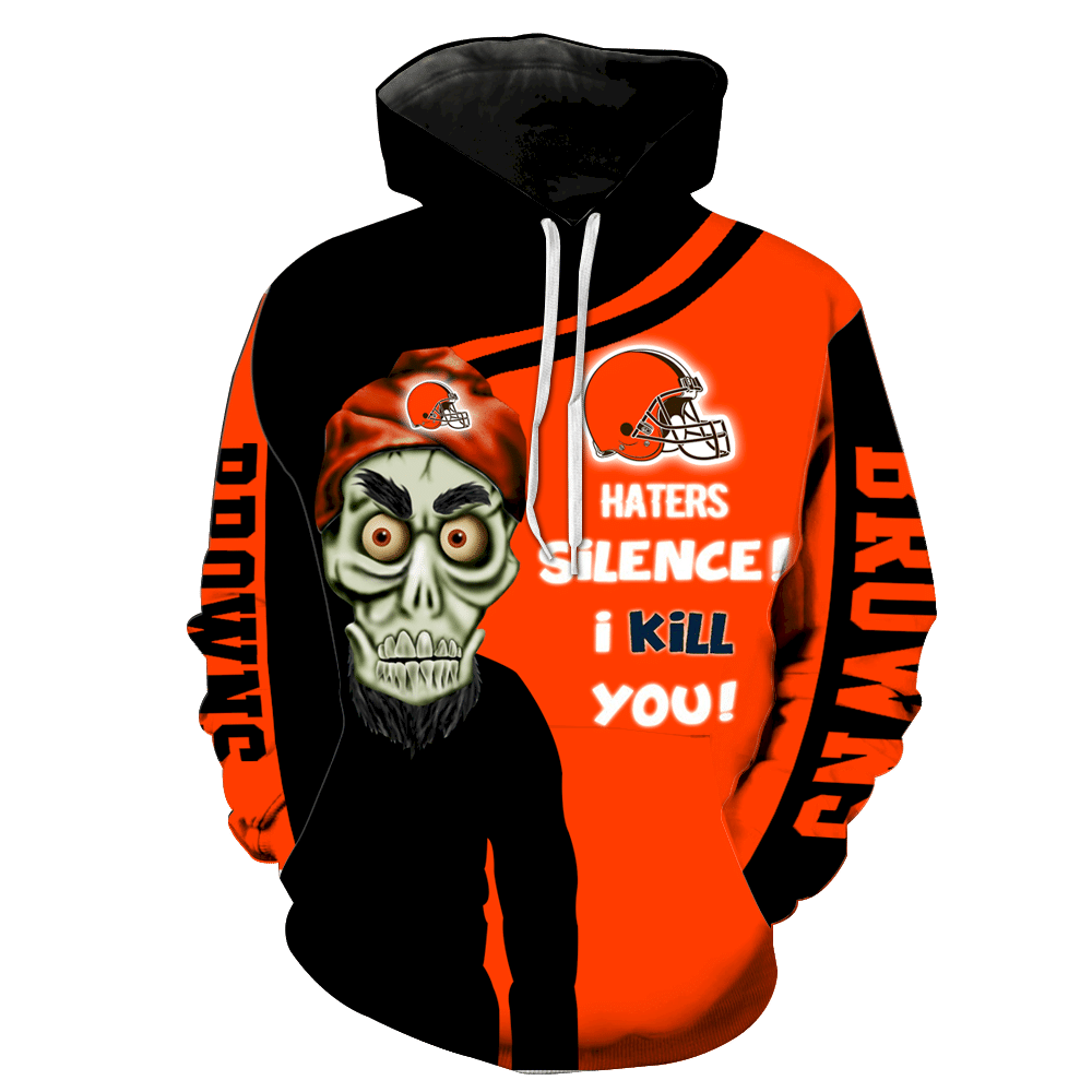 Cleveland Browns Skull Full All Over Print V1408 Hoodie Zipper