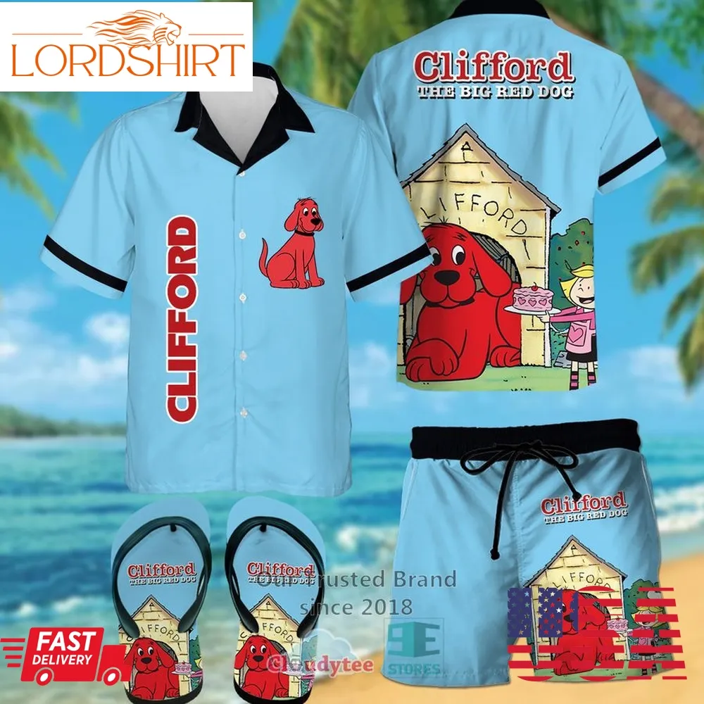 Clifford The Big Red Dog Hawaiian Shirt, Shorts