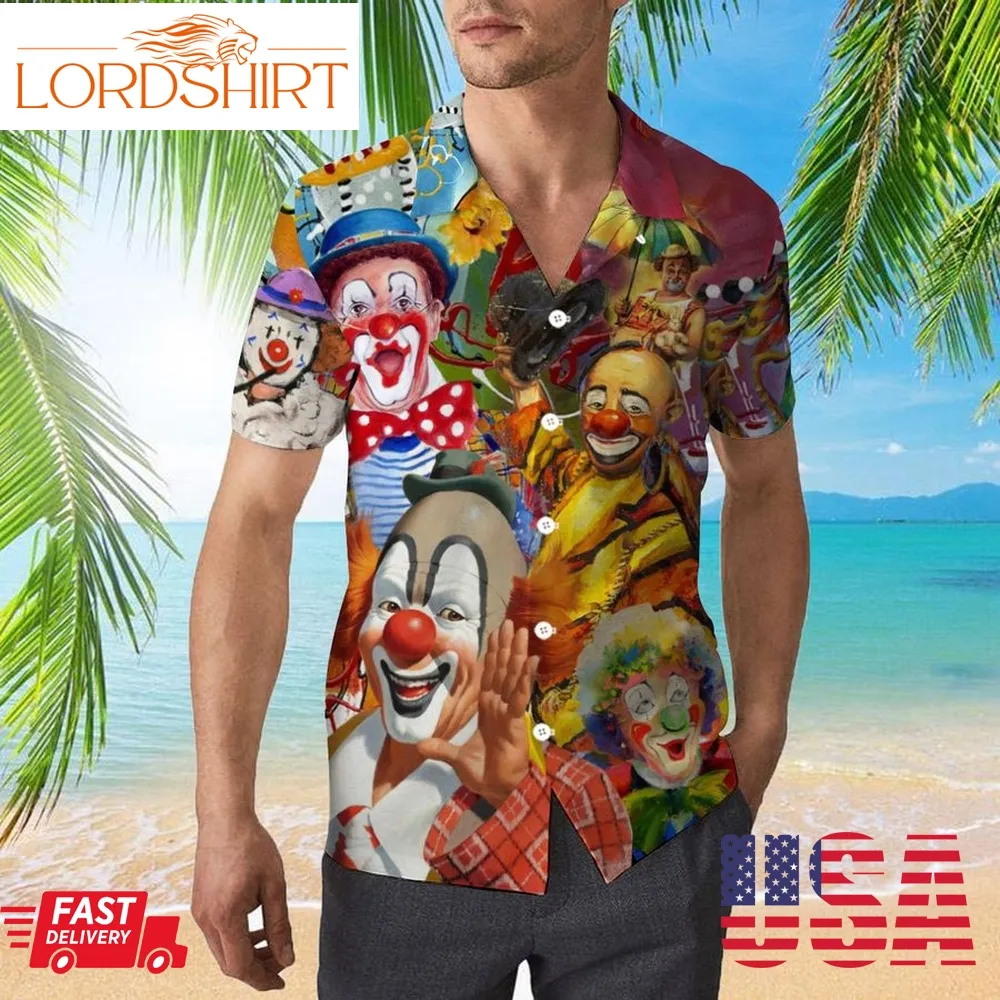 Clowns Smile Now Cry Later 3D All Over Print Button Design For Halloween Hawaii Shirt