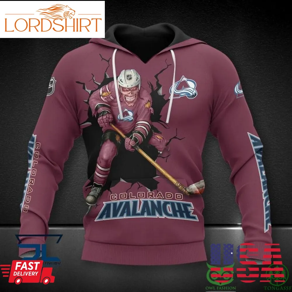 Colorado Avalanche Nhl Skull 3D Hoodie Sweatshirt Jacket