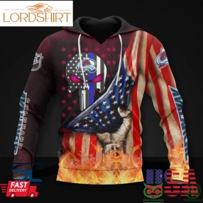 Colorado Avalanche Nhl Us Flag Skull 3D Hoodie Sweatshirt Jacket