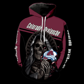 Colorado Avalanche Skull Full Over Print V1208 Hoodie Zipper