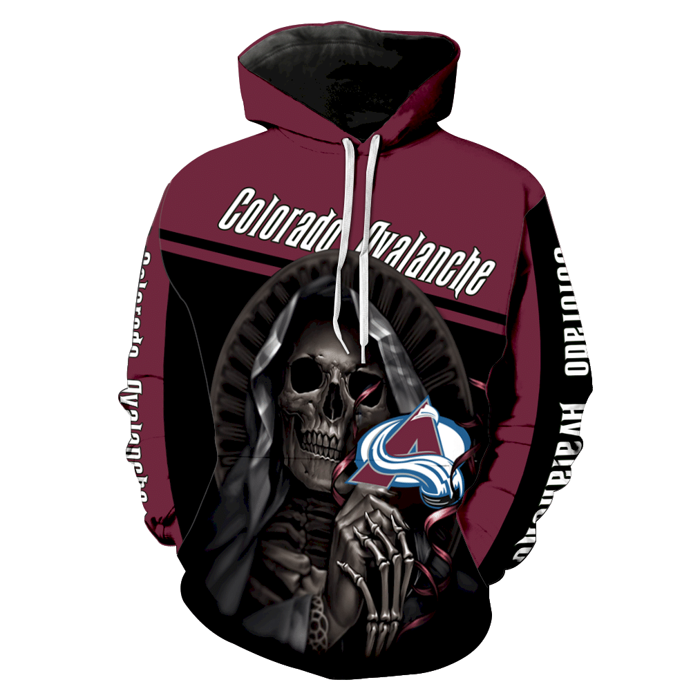 Colorado Avalanche Skull Full Over Print V1208 Hoodie Zipper